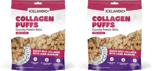 Vista 6 de Icelandic+ Colágeno Puffs: Colágeno de carne al horno con piel de bacalao, 2.5 onzas, golosinas para perros medianos y grandes, bocadillos
