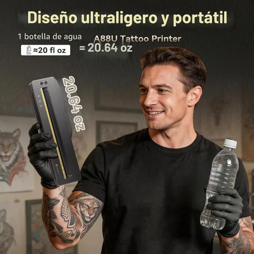 Vista 7 de TATTMUSE Impresora de plantillas de tatuajes para principiantes, varios