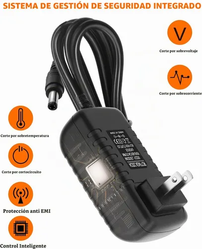 Vista 4 de Fuente de adaptador de corriente de 12 voltios, 2A, adaptador universal de CA de 12 voltios, 2000 mA, CA 100-240 V a CC 12 V, cargador