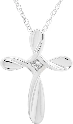 Vista 9 de Boston Bay Diamonds Sterling Silver Infinity Birthstone Cross Necklace 01 de enero - Granate genuino