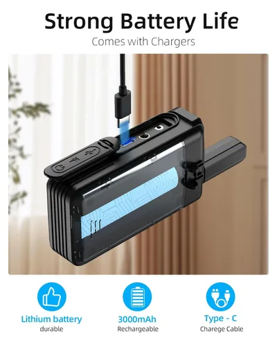 Vista 4 de KSUN - Intercomunicador inalámbrico para el hogar, batería recargable Raido bidireccional de 5000 pies, 3000 mAh, ideal para intercomunicadores