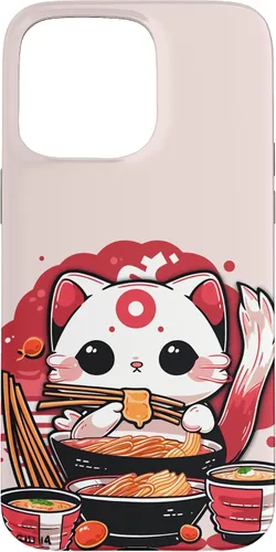 Vista 28 de iPhone 16 Japanese Cat Eating Ramen Cute Kawaii Cat Case