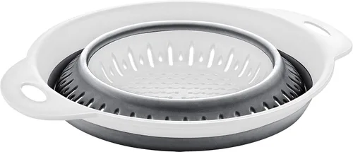 Vista 2 de Coladores plegables (coladores) para frutas, verduras y alimentos, tamaño 8" - 2 cuartos (gris)