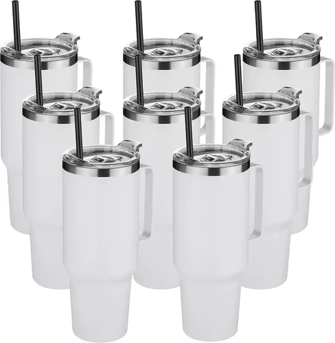 Vista 25 de Hasle Outfitters - Vaso de acero inoxidable de 40 onzas con asa, juego de vasos térmicos aislados al vacío, taza de viaje reutilizable de doble