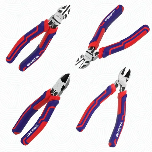 Vista 7 de WORKPRO Cortadores de alambre de 6 pulgadas de servicio pesado de acero CRV, alicates diagonales para cortar cables de manualidades, mango de agarre