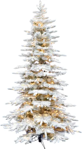 Vista 12 de Fraser Hill Farm Pine Valley - Árbol de Navidad con efecto nevado, 6.5 pies de alto, árbol de Navidad nevado con conexión fácil, luces inteligentes