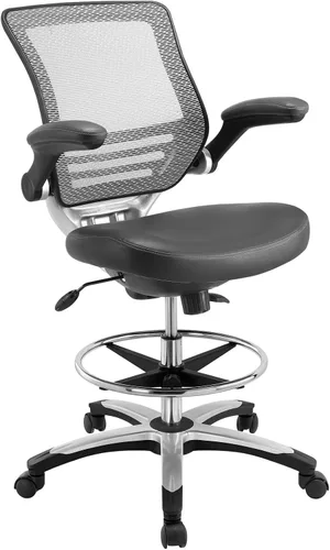 Vista 5 de Modway EEI-211-BRN Edge Drafting Chair - Silla de recepción - Silla de dibujo con brazo abatible en color marrón