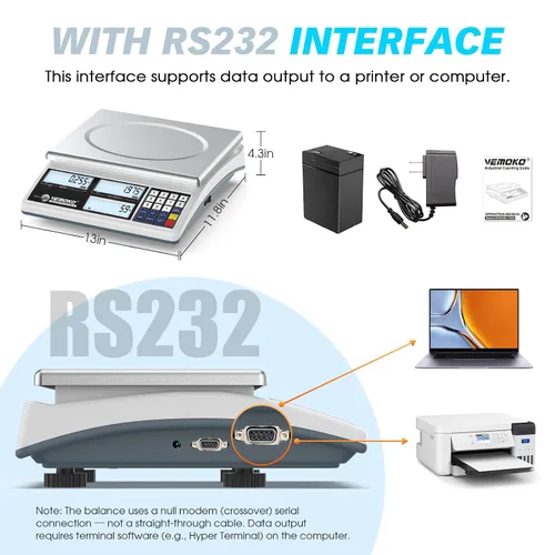 Vista 6 de Báscula de conteo industrial para piezas pequeñas, báscula digital de gramos de 66.1 lbs/66 libras con precisión de 0.04 oz, báscula electrónica
