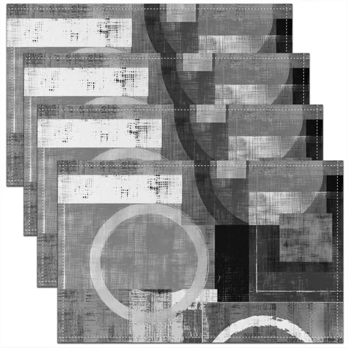 Vista 19 de Modern Circles - Juego de 4 manteles individuales de 12 x 18 pulgadas, patrón geométrico abstracto, decorativo, para niños, adolescentes y adultos