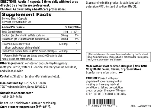 Vista 6 de Klaire Labs SFI Health Glucosamina Condroitina - Una combinación popular para apoyo articular, sin soja ni lácteos (90 cápsulas)