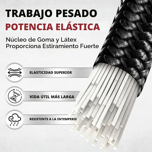 Vista 4 de 5 cuerdas elásticas de 24 pulgadas con ganchos de mosquetón, correas elásticas de goma resistentes, cuerda elástica con clips de mosquetón