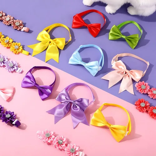 Vista 4 de Jexine 60 pajaritas para perros a granel, collar ajustable para mascotas