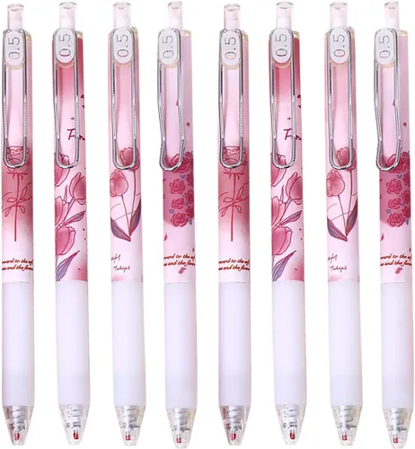 Vista 21 de 8 bolígrafos retráctiles lindos y estéticos, bolígrafos de gel con tinta para escribir con punta fina suave de 0,5 mm, bolígrafos de impresión