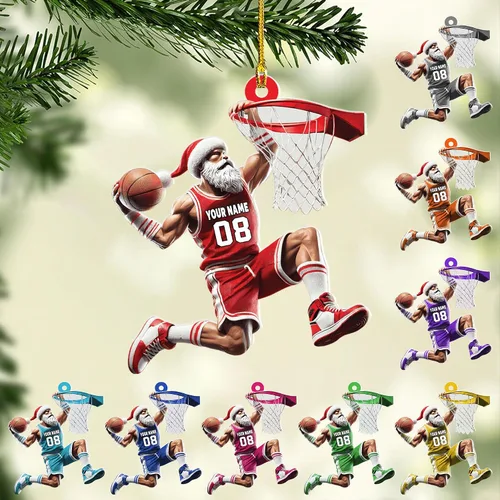 Vista 19 de Adorno Personalizado de Baloncesto 2025 - Adorno de Jugador de Baloncesto - Adornos de Árbol de Navidad de Baloncesto - Regalos de Jugador de Bkb 5