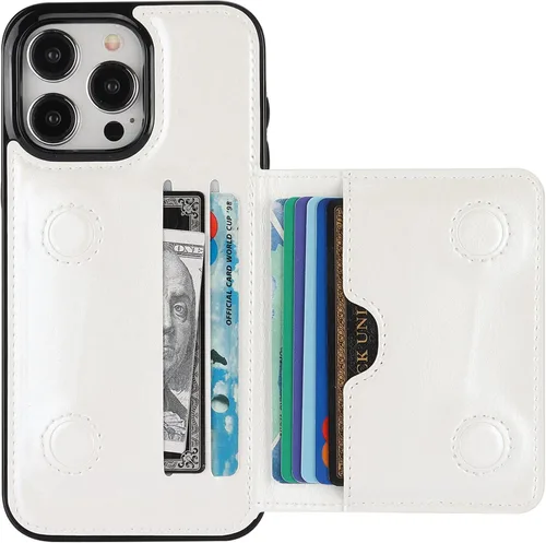 Vista 11 de KIHUWEY - Funda tipo cartera para iPhone 15 Pro Max, piel con tarjetero