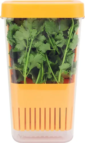 Vista 12 de LUVCOSY Herb Keeper, protector de hierbas de plástico sin BPA con una cesta interior para cilantro, menta, perejil y espárragos, mantiene