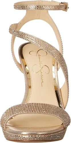 Vista 2 de Jessica Simpson Correa de tobillo metálica con diamantes de imitación para mujer