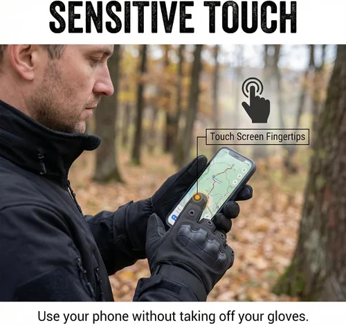 Vista 5 de Guantes de motocicleta de invierno, guantes de pantalla táctil resistentes al viento, guantes de conducción cálidos y fríos para hombres, aptos