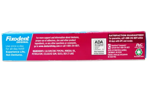 Vista 3 de Fixodent Crema adhesiva original para dentadura, 2.4 onzas, paquete de 4
