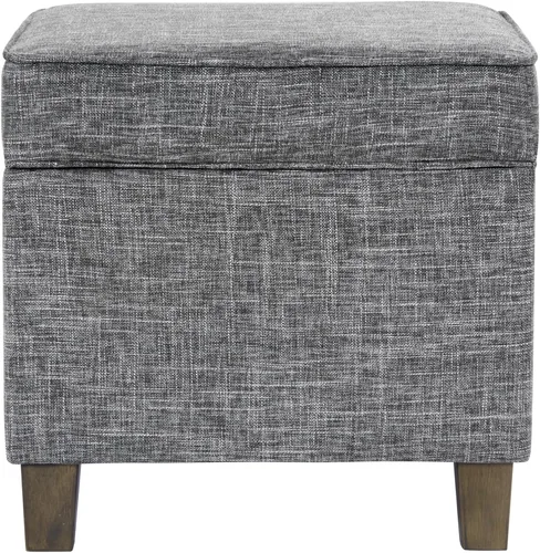 Vista 22 de HomePop Otomana Clásica Cuadrada de Almacenamiento con Tapa Desmontable Otomana con Almacenamiento para Sala de Estar y Dormitorio, Patrón de Negro