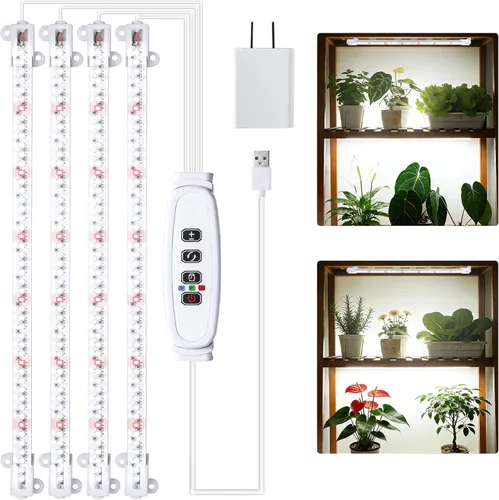 Vista 18 de RWNTAO Lámpara de cultivo de una tira de 2 unidades, tiras de luz LED de espectro completo para plantas de interior con temporizador de encendido