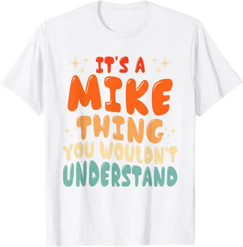 Vista 59 de Camiseta retro de los años 80 con texto en inglés "It's A Mike Thing You Wouldn't Understand", Negro