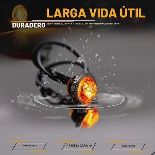 Vista 4 de Meerkatt Paquete de 100 luces LED redondas de 3/4 pulgadas, 3 diodos, marcador lateral, luces ámbar 2835 SMD con bisel cromado inoxidable, lámpara