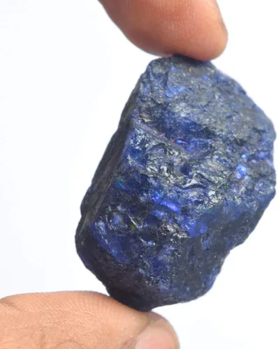 Vista 4 de Zafiro azul crudo 93.00 Ct Cristal curativo, Piedra preciosa natural de cristal de zafiro en bruto, Gema, azul