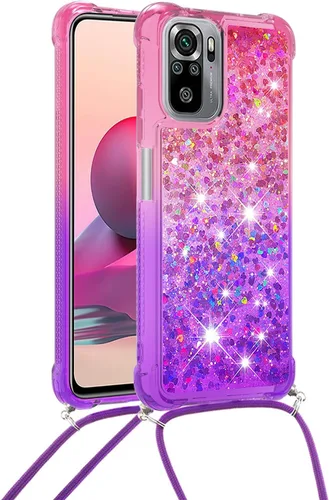 Vista 6 de XYX Funda para Xiaomi Redmi Note 10s, Gradient Quicksand Funda protectora a prueba de golpes para mujeres y niñas con correa ajustable para Redmi