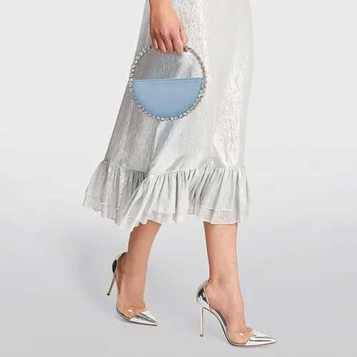 Vista 5 de CARZA Bolso de noche con diamantes de imitación brillantes para mujer, bolso de diseñador para boda, fiesta, asa superior