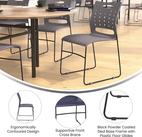 Vista 4 de Flash Furniture Hercules - Silla apilable con respaldo de ventilación, color gris