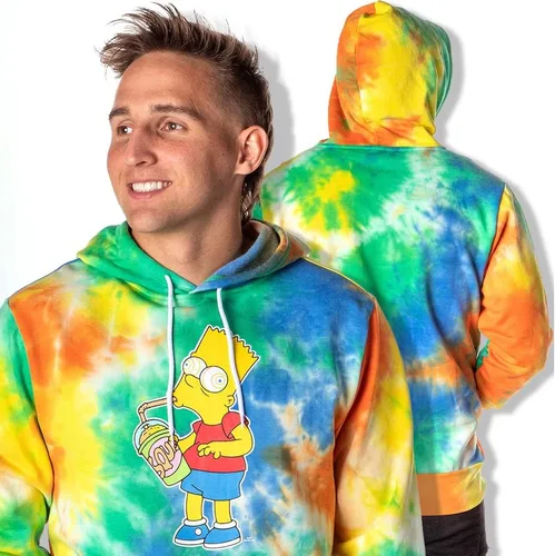 Vista 7 de Mad Engine The Simpsons Bart Squishee Brain Freeze Tie Dye - Sudadera con capucha para hombre, Multi colorido
