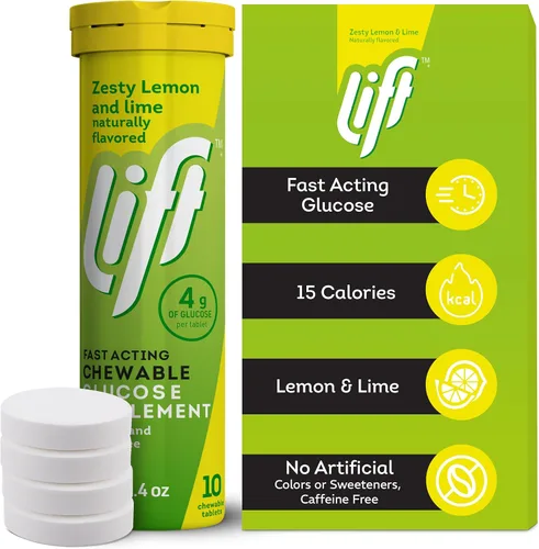 Vista 2 de LIFT Tabletas de glucosa, de acción rápida, sabor a limón y lima, 10 unidades, paquete de 12