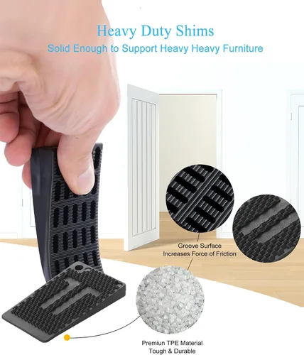 Vista 4 de Niveladores de muebles – Cuñas de nivelación de goma apilables para puerta para mesa tambaleante, silla, fijación de gabinete, uso en interiores