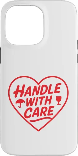 Vista 21 de Handle with Care - Cute Heart Warning Design Case for iPhone 17