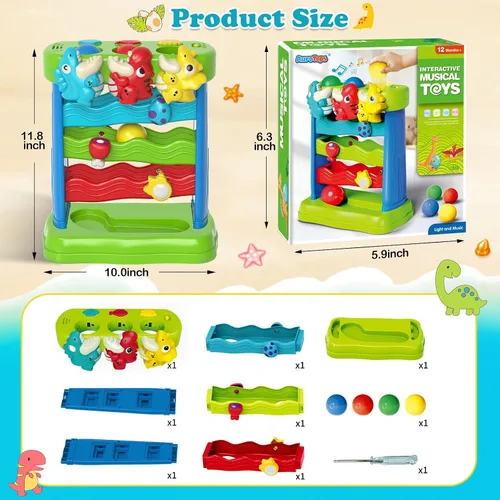 Vista 2 de AuroTops Juguetes para niños pequeños de 1, 2, 3 años, niños y niñas, juguete musical para niños de 12 a 18 meses, juguetes Montessori interactivos
