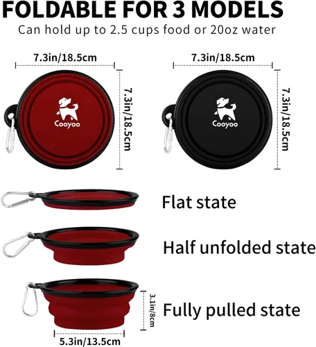 Vista 72 de COOYOO Cuenco plegable para perros, paquete de 2 cuencos plegables para agua para perros y gatos, plato portátil para alimentación de mascotas