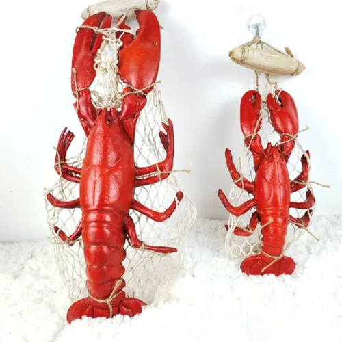 Vista 8 de BESPORTBLE Decoraciones de langosta de cangrejo de langosta roja, escultura náutica de pared de resina para colgar en la pared, decoración colgante