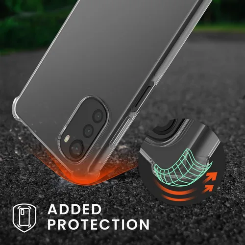 Vista 2 de kwmobile Funda cruzada compatible con Motorola Moto E32/Moto E32s - Funda transparente de TPU con correa de cordón - Negro/Transparente