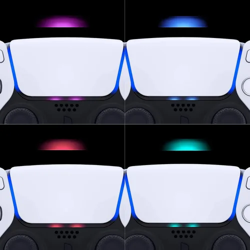 Vista 9 de eXtremeRate Transparent Clear D-pad Thumbstick Share Option Home Face Buttons DTF V3 LED Kit & Touchpad LED Lightbar Stickers for PS5 Controller