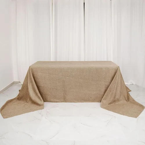 Vista 7 de TABLECLOTHSFACTORY Mantel redondo de yute natural de 54 pulgadas Mantel de mesa bohemio chic
