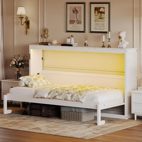 Vista 14 de SOFTSEA Farmhouse - Cama Murphy de tamaño individual con LED, color marrón