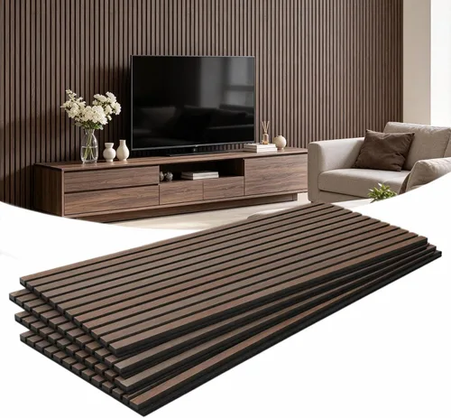 Vista 15 de Paquete de 2 paneles acústicos de listones de madera, paneles decorativos de pared absorbentes de sonido
