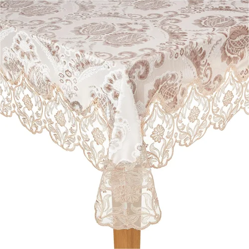 Vista 9 de Violet Linen Elegantes manteles de terciopelo con diseño floral transparente de lujo, color gris topo, 45 x 45 pulgadas