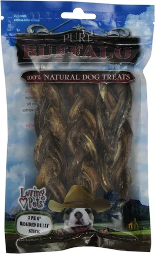 Vista 4 de Loving Pets Pure Buffalo - Golosina para perros Bully Stick de 12 pulgadas, paquete de 3