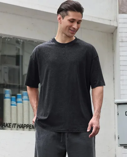 Vista 5 de Camisetas de algodón para hombre, de gran tamaño, unisex, de manga corta, casual, holgada, estilo deslavado, unicolor, básicas