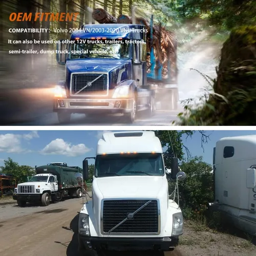 Vista 8 de ADIIL 5 luces de marcador de techo de cabina para camiones Volvo 2004 VN Luces ámbar con lente ámbar