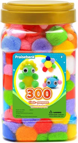 Vista 28 de Praisebank Pompones Negros - 2000 piezas, 1cm, Ideales para Artes y Manualidades, Bolas de Pompón en Frasco
