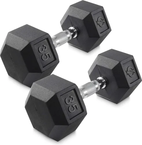 Vista 13 de Philosophy Gym Mancuernas hexagonales con revestimiento de goma, pares