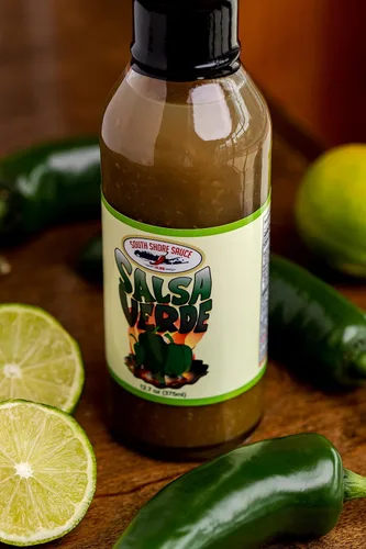 Vista 5 de SOUTH SHORE SAUCE Salsa picante gourmet SALSA VERDE suave picante con jalapeños sin gluten, dulce fresco y refrescante, sabor de una sola porción